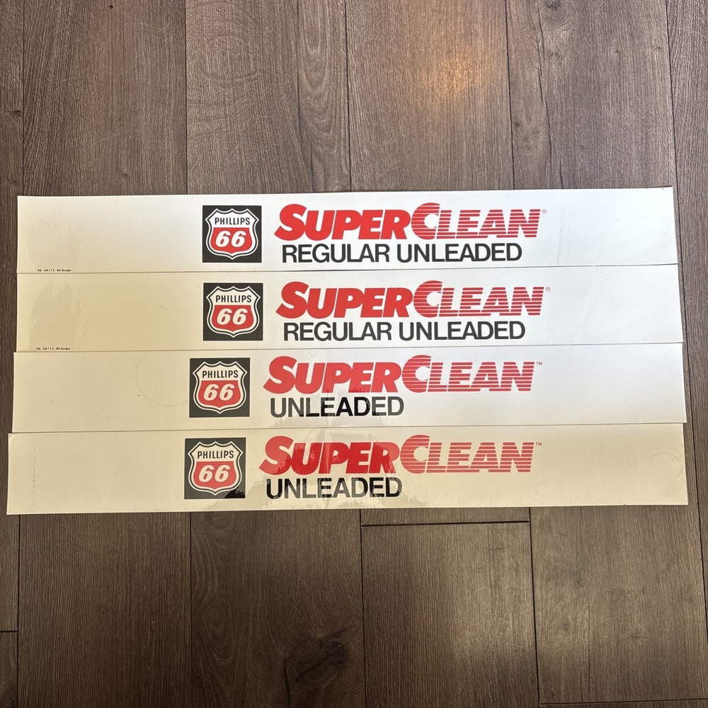 Vintage Phillips 66 Super Clean Regular Unleaded Gas Pump Sticker Advertising X4